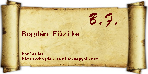 Bogdán Füzike névjegykártya